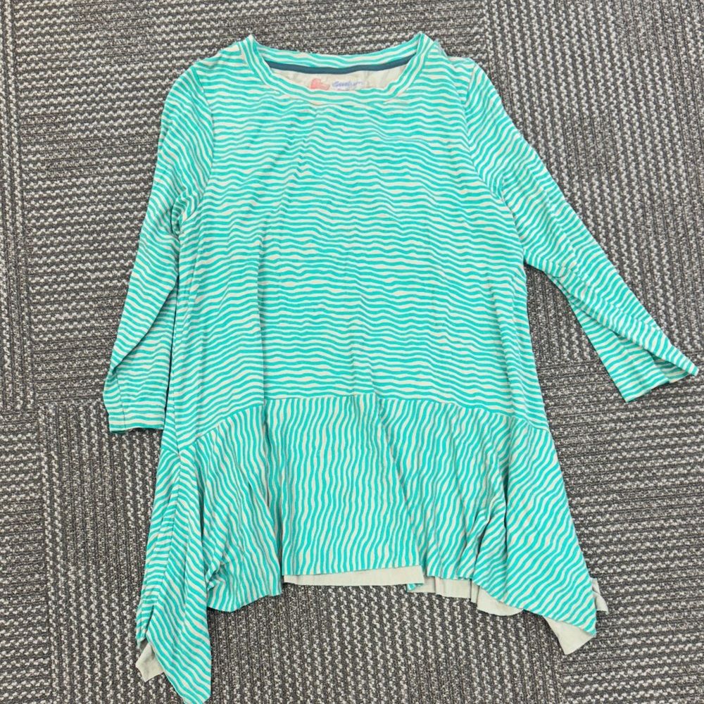Gudrun Sjoden Lagenlook Green Striped Lyocell Tunic, size L - Picture 4 of 7